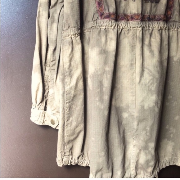 Free people] Camo Embroidered Custom dyed Oversize utility safari jacket Coat - Picture 12 of 12